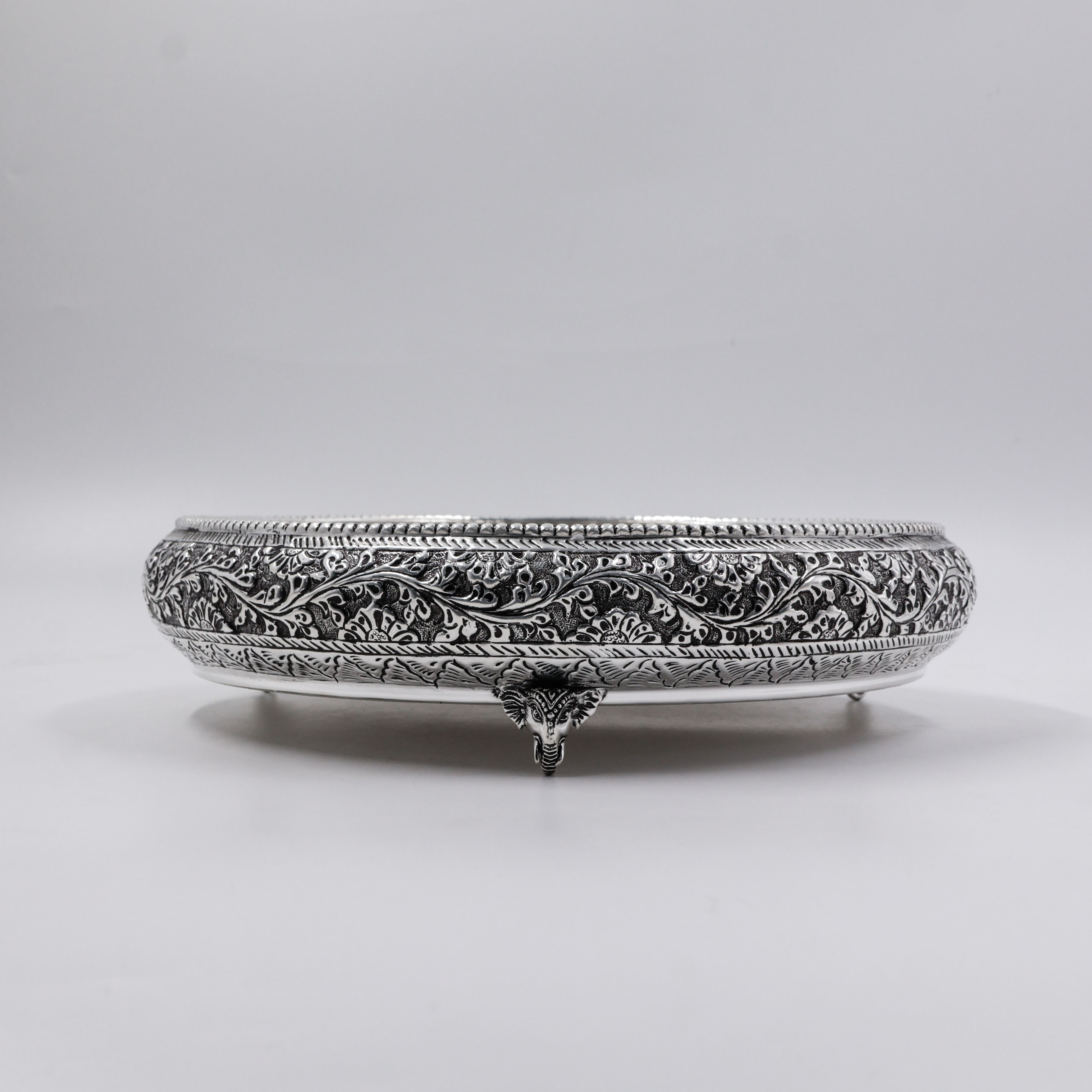 New Akshaya Jewellers - 92.5 Anitque Finish Elephant Plate For Pooja